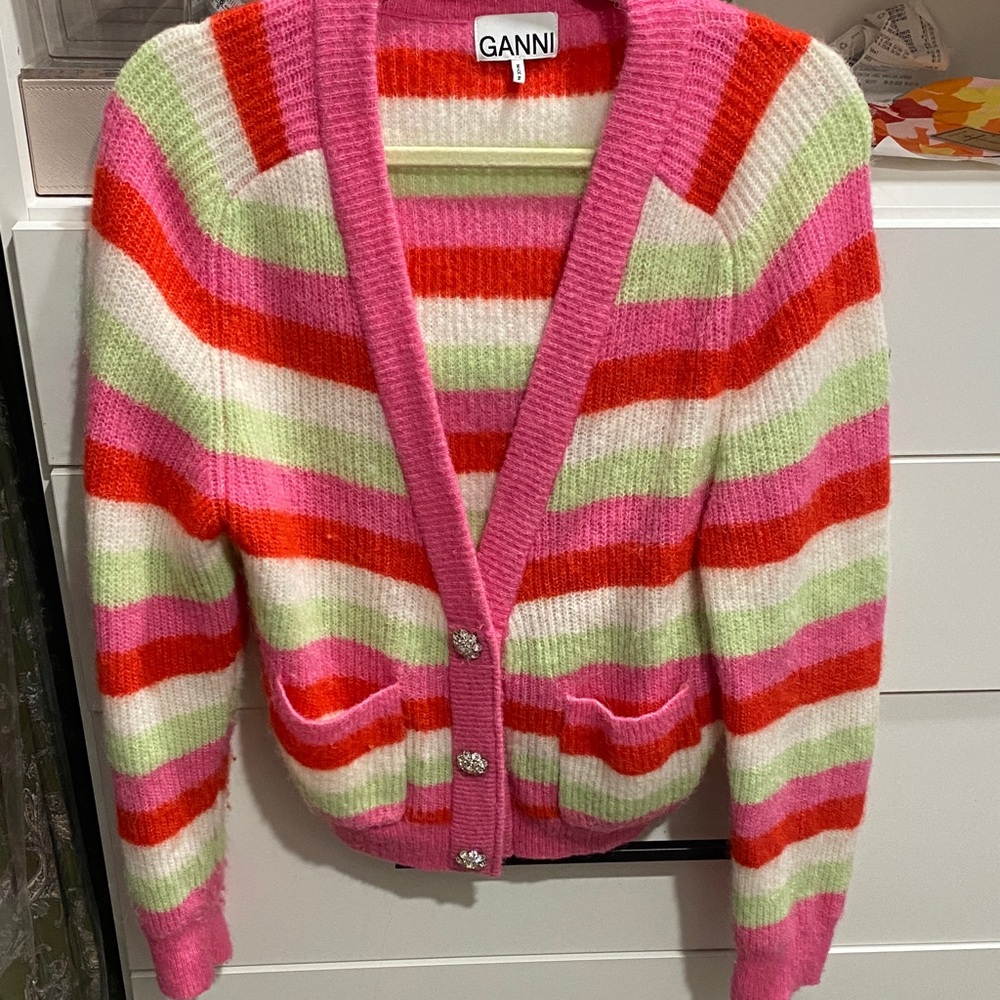 Ganni Multicolor Striped Cardigan Sweater